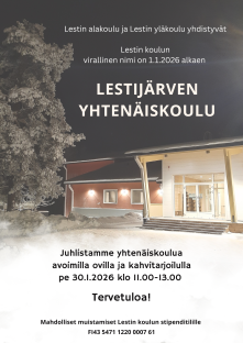Tervetuloa yhtenäiskoulukahveille 30.1.2026 klo 11.00-13.00